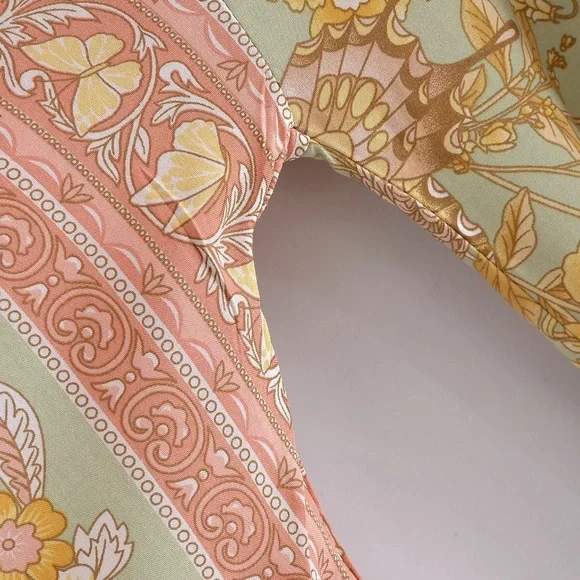 SOLD OUT Butterfly Fields Floral Pastel Casual Kimono Open Duster Wrap Coverup - Picture 7 of 11